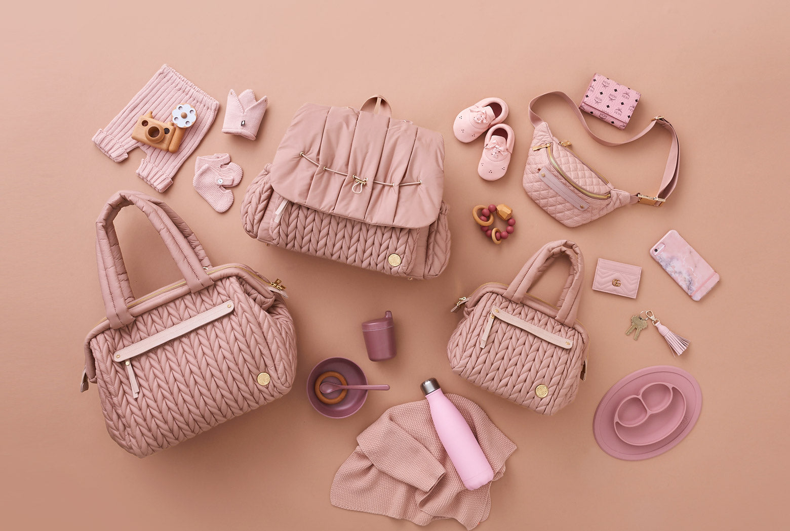 HAPP Brand Dusty Rose Diaper Bags and Accessories