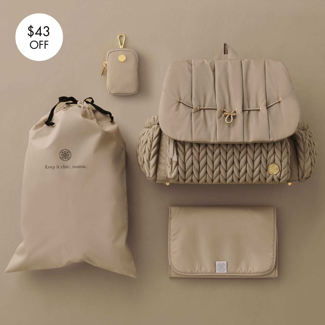 Levy Backpack Beige Holiday Set