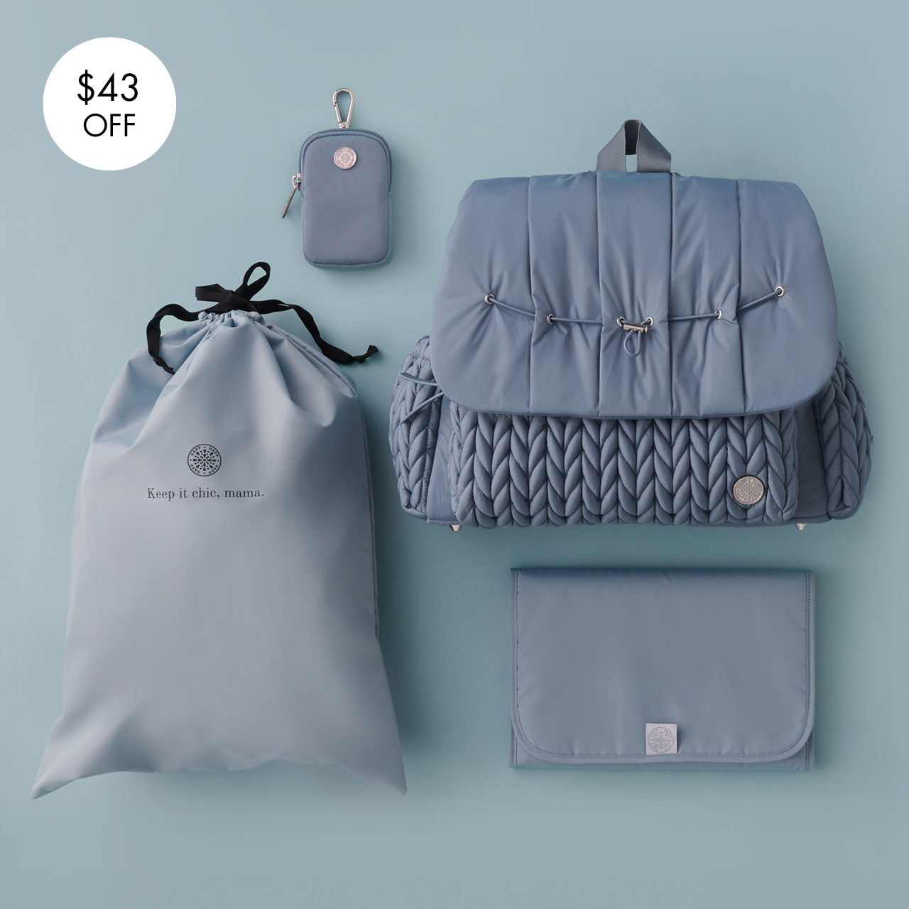 Levy Backpack Ash Blue Holiday Set