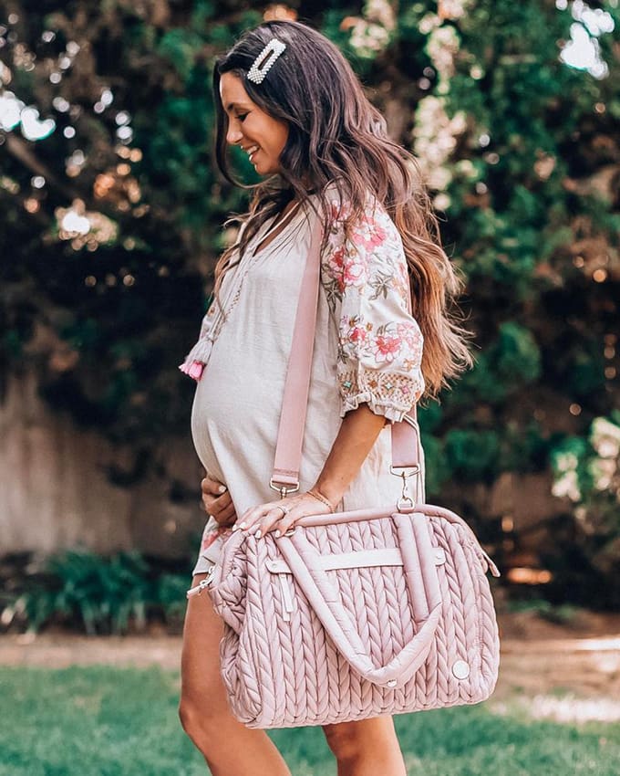 Paige Carryall Diaper Bag - Blush Pink Designer Baby Bag